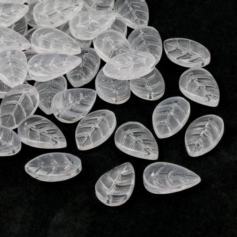 Multicolor Leaf Pendant 11x18mm Glass Spacer Loose Beads