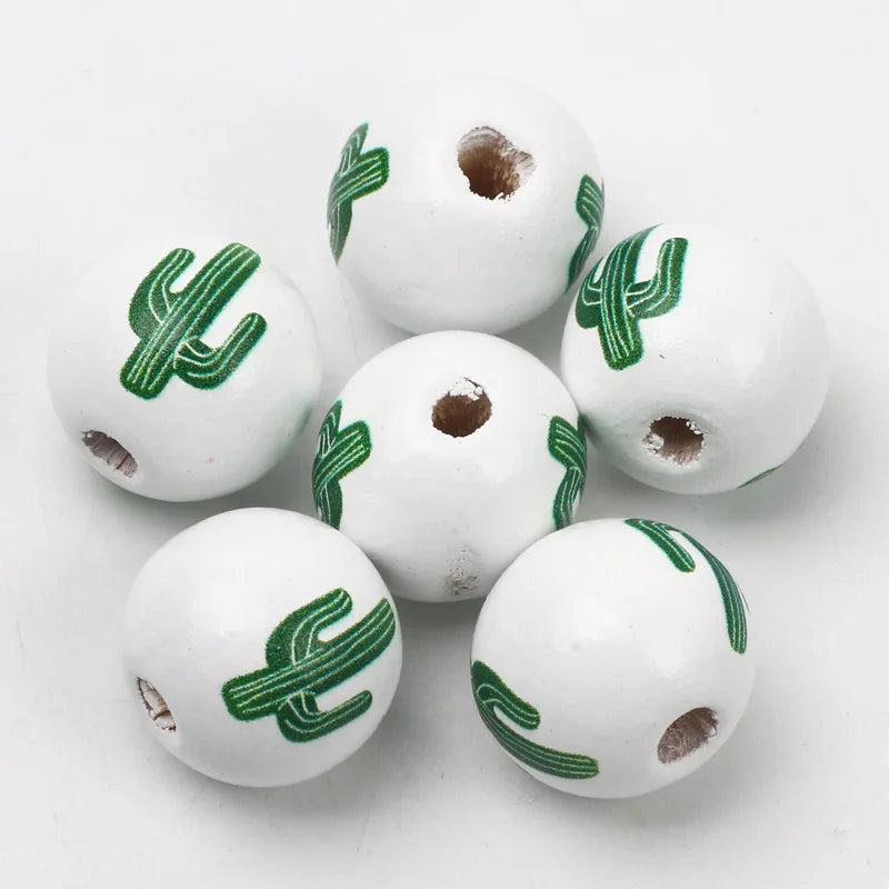 15mm Lemon Pattern Wood Beads Bracelet Making DIY