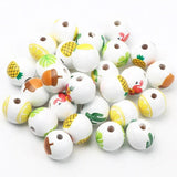 15mm Lemon Pattern Wood Beads Bracelet Making DIY