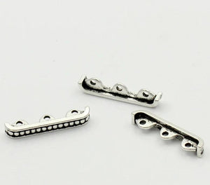 Silver Spacer Beads Sled 3 Holes 24x5mm (B22473)