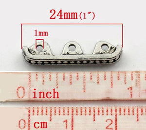 Silver Spacer Beads Sled 3 Holes 24x5mm (B22473)