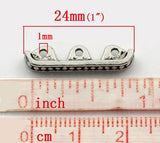 Silver Spacer Beads Sled 3 Holes 24x5mm (B22473)
