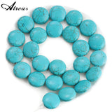 Imitated Turquoise Stone Round Flat Beads 15 Strand