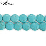 Imitated Turquoise Stone Round Flat Beads 15 Strand