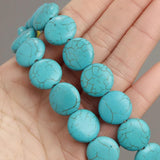 Imitated Turquoise Stone Round Flat Beads 15 Strand