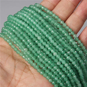 Natural Faceted Green Aventurine Stone Beads - Small Spacer Beads