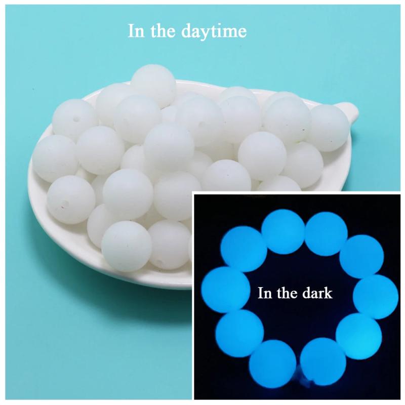 Glow In The Dark Beads 15mm 20pcs Silicone Loose BPA-Free DIY Necklace