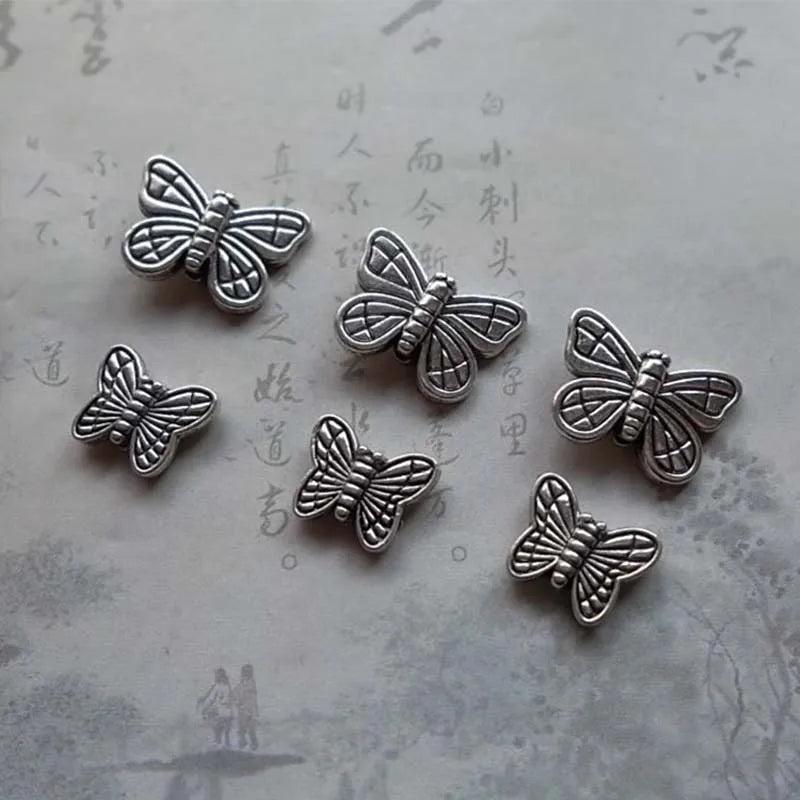 30pcs Antique Zinc Butterfly Spacer Beads 10mm 15mm Alloy Charms DIY Jewelry