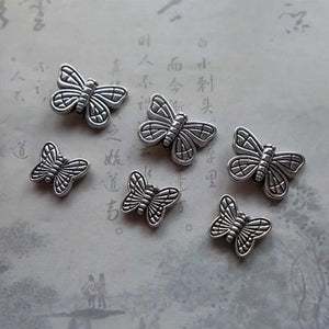 30pcs Antique Zinc Butterfly Spacer Beads 10mm 15mm Alloy Charms DIY Jewelry