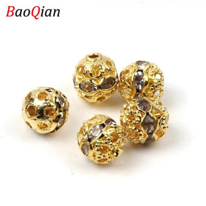 50Pcs 8mm Crystal Rhinestone Spacer Beads for DIY Jewelry Making
