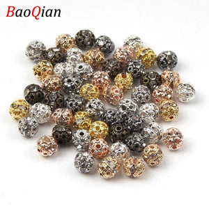 50Pcs 8mm Crystal Rhinestone Spacer Beads for DIY Jewelry Making
