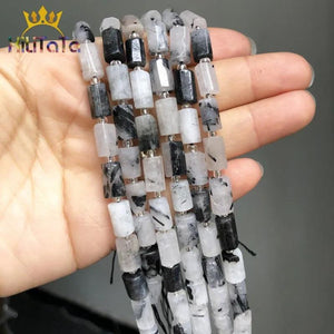 Faceted Rutilated Quartz Stone Beads for Jewelry Making DIY 7.5''