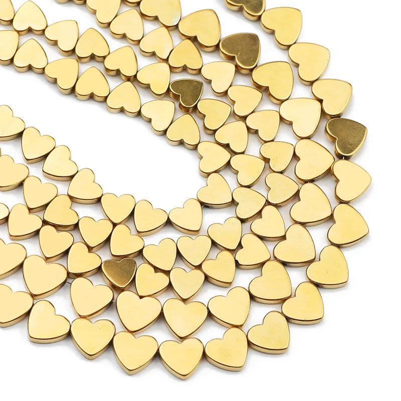 Peach Hearts Hematite Natural Stone Spacer Loose Beads for Jewelry Making