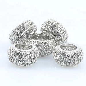 3pcs CZ Spacer Beads Micro Pave Zirconia Charms DIY Jewelry Making