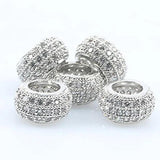 3pcs CZ Spacer Beads Micro Pave Zirconia Charms DIY Jewelry Making