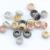 3pcs CZ Spacer Beads Micro Pave Zirconia Charms DIY Jewelry Making