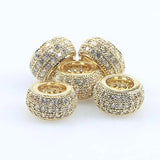 3pcs CZ Spacer Beads Micro Pave Zirconia Charms DIY Jewelry Making