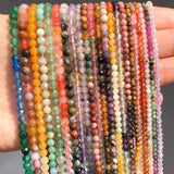 Faceted Agates Quartz Rhodonite Gem Beads for Jewelry Making DIY