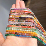 Faceted Agates Quartz Rhodonite Gem Beads for Jewelry Making DIY