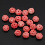 Natural Coral Red Flat Round Shape Beads Carved Necklace Bracelet Accessories