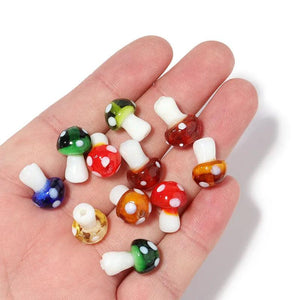 20pcs Multicolor Lampwork Glass Mushroom Beads for DIY Crafts Bracelet Necklace