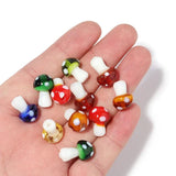 20pcs Multicolor Lampwork Glass Mushroom Beads for DIY Crafts Bracelet Necklace