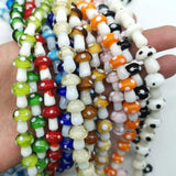 20pcs Multicolor Lampwork Glass Mushroom Beads for DIY Crafts Bracelet Necklace