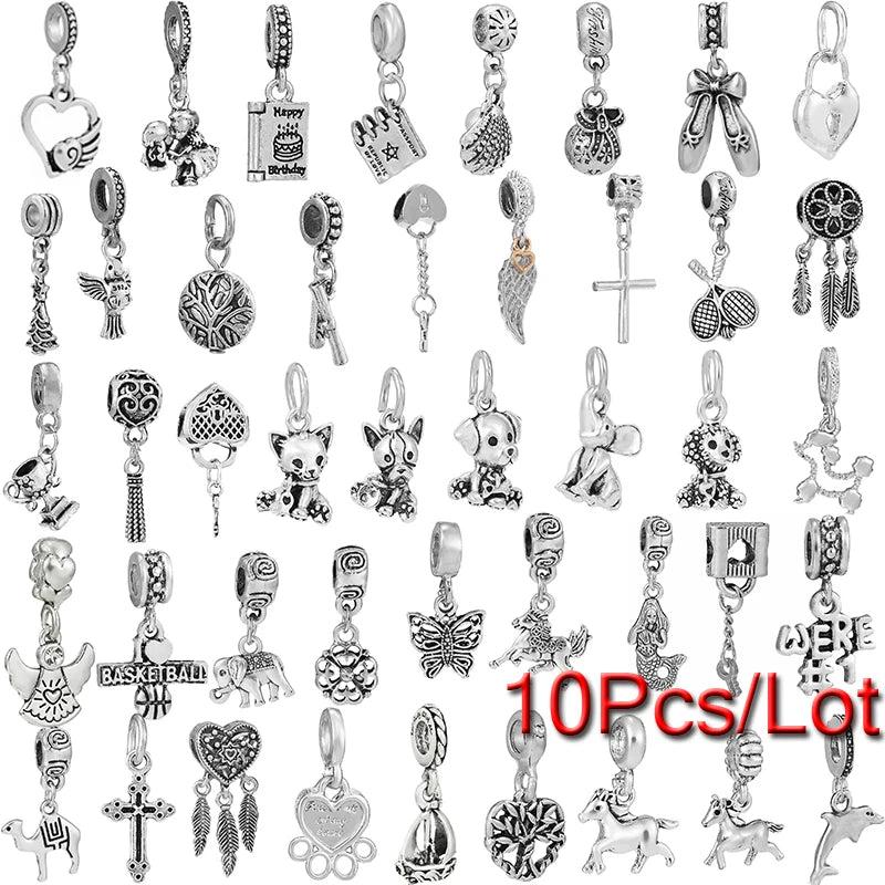 10Pcs/Lot Love Bowknot Charms Beads Pendant Jewelry