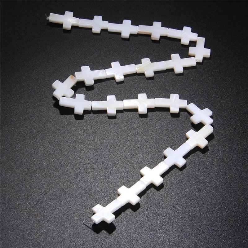 Mother of Pearl Shell Crucifix Beads Strand