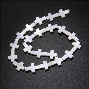Mother of Pearl Shell Crucifix Beads Strand