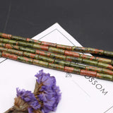Unakite Cylindrical Bead Charms for Jewelry Making