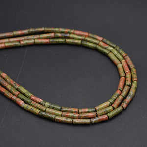 Unakite Cylindrical Bead Charms for Jewelry Making