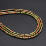Unakite Cylindrical Bead Charms for Jewelry Making