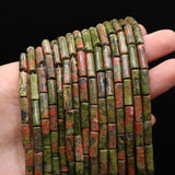 Unakite Cylindrical Bead Charms for Jewelry Making
