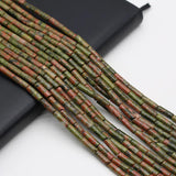 Unakite Cylindrical Bead Charms for Jewelry Making