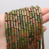 Unakite Cylindrical Bead Charms for Jewelry Making