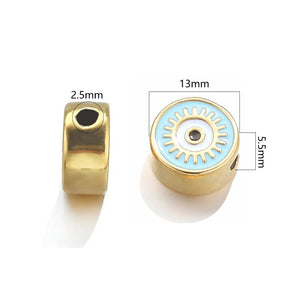 2pcs Sun Eyes Beads Spacer Flat Round Bead for DIY Jewelry