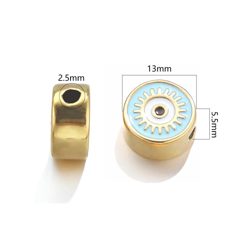 2pcs Sun Eyes Beads Spacer Flat Round Bead for DIY Jewelry