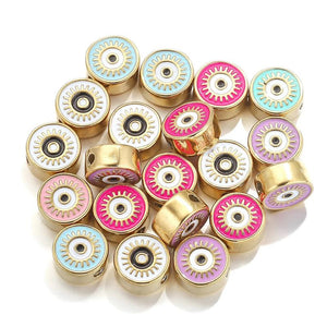 2pcs Sun Eyes Beads Spacer Flat Round Bead for DIY Jewelry