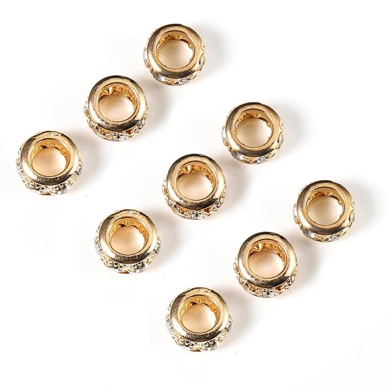 30pcs Rhinestone Spacer Beads for DIY Jewelry Making, Metal Cz