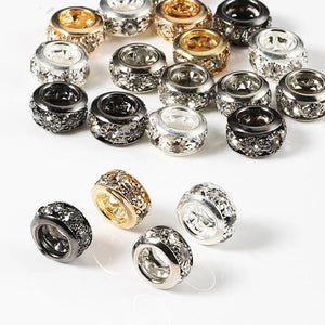 30pcs Rhinestone Spacer Beads for DIY Jewelry Making, Metal Cz