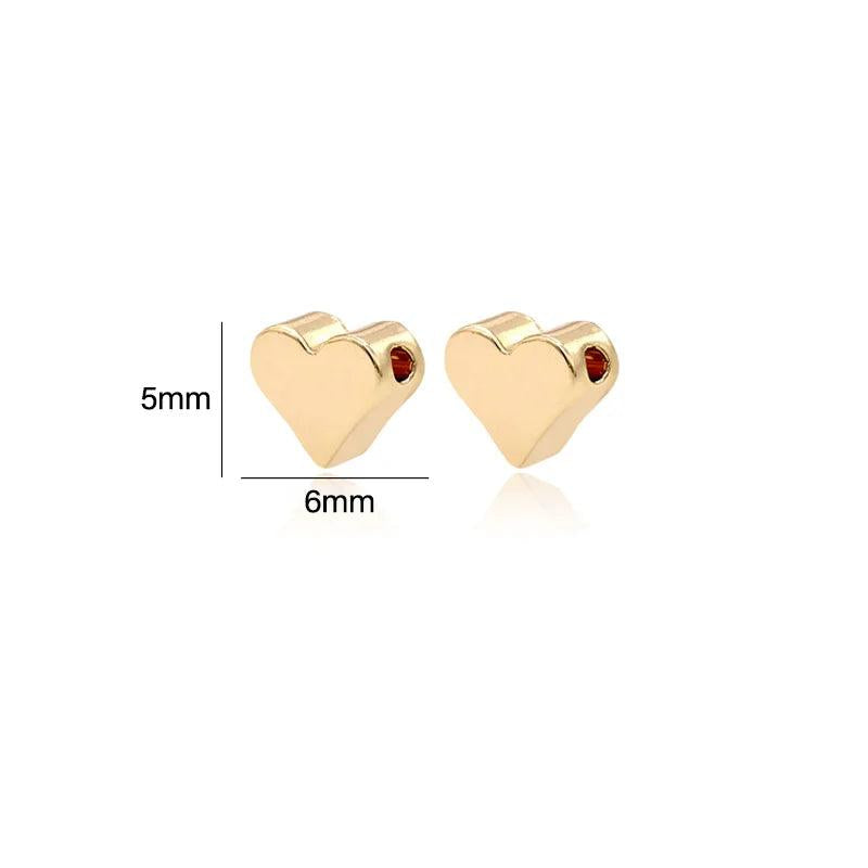 20PCS 14K Plated Brass Heart Spacer Beads for DIY Jewelry Making