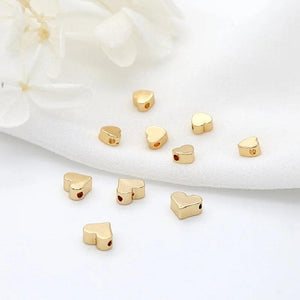 20PCS 14K Plated Brass Heart Spacer Beads for DIY Jewelry Making