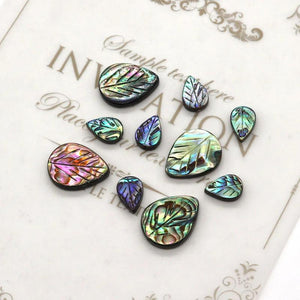 Abalone Shell Teardrop Carved Leaves Beads Charm Jewelry DIY Necklace Earrings