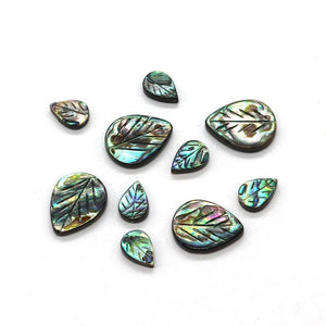 Abalone Shell Teardrop Carved Leaves Beads Charm Jewelry DIY Necklace Earrings