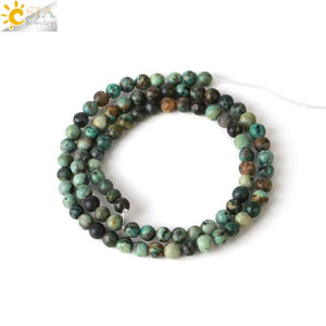 CSJA 100% Natural Stone African Turquoises Round Loose Beads for Jewelry Making