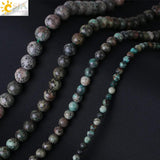 CSJA 100% Natural Stone African Turquoises Round Loose Beads for Jewelry Making