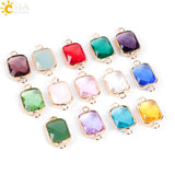 CSJA Glass Crystal Beads Rainbow 10pcs, Geometric Shape E892