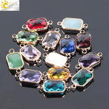 CSJA Glass Crystal Beads Rainbow 10pcs, Geometric Shape E892