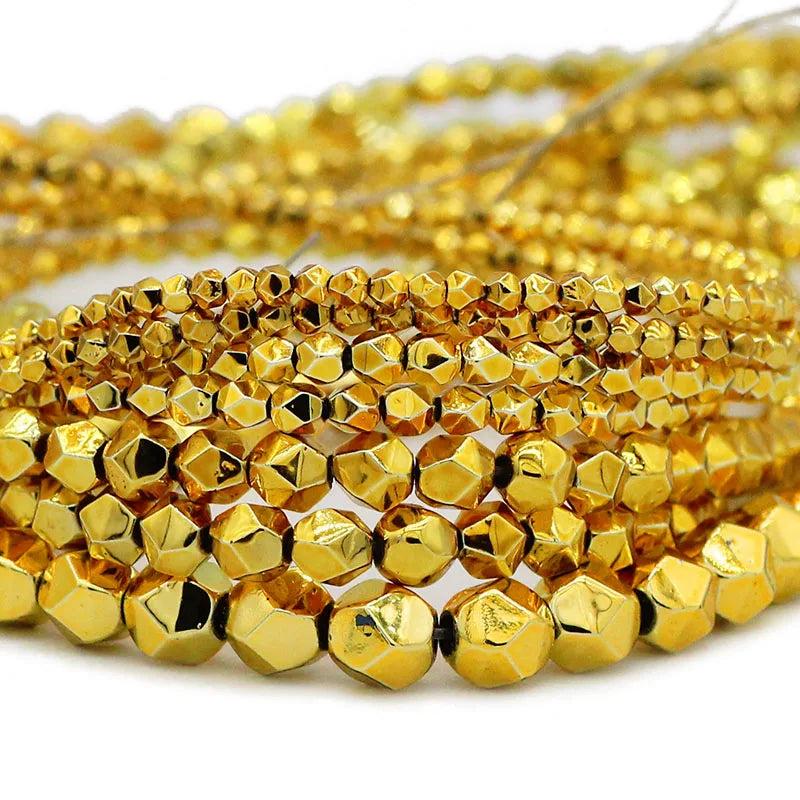 Faceted Round Hematite Stone Spacer Beads for DIY Jewelry Making
